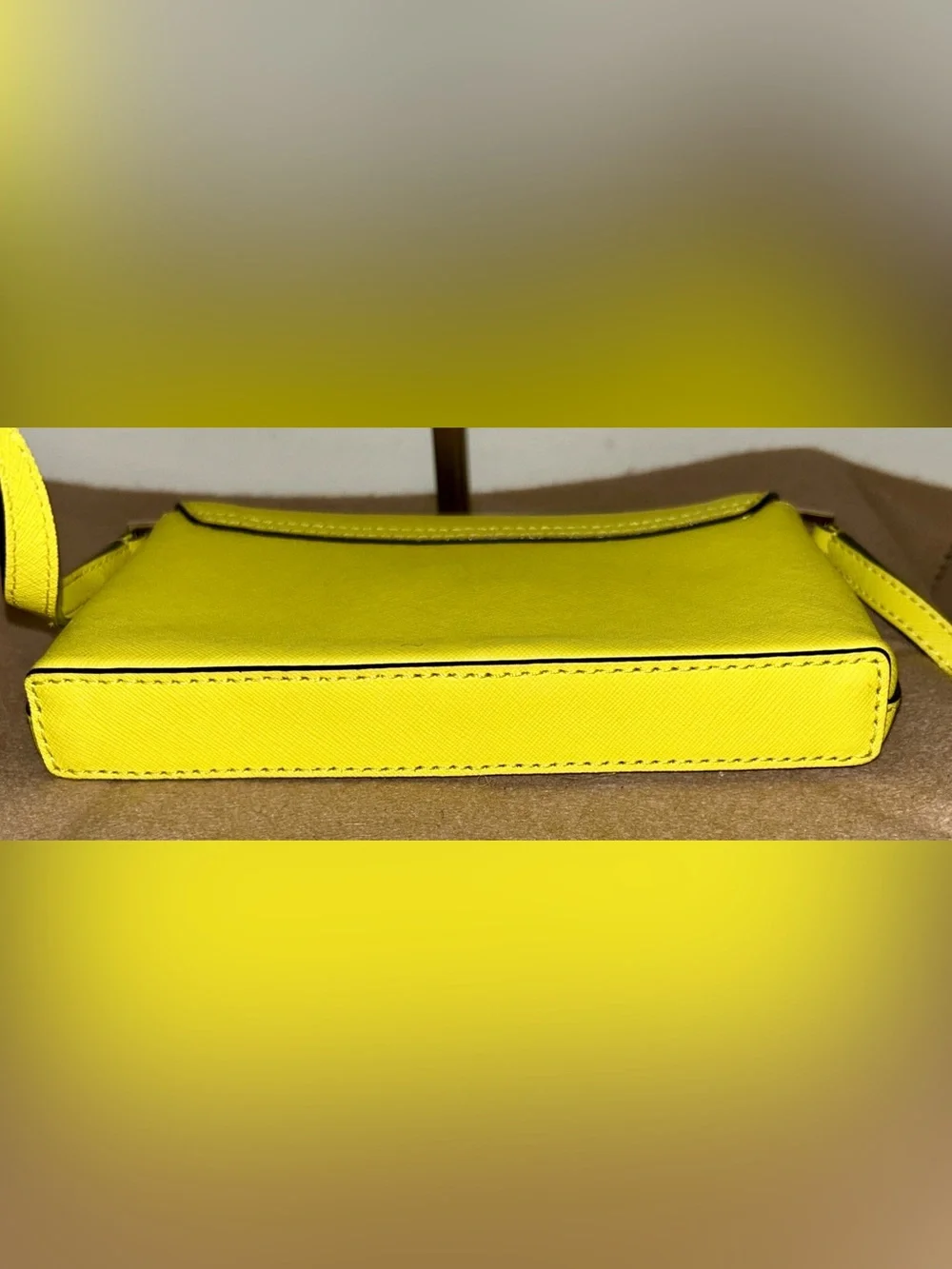 Kate Spade New York Highlighter Yellow Leather Turnlock Crossbody Bag